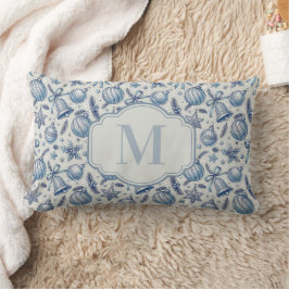 Cojín Lumbar Personalizado Monograma Blue Toile Ornamentos de N