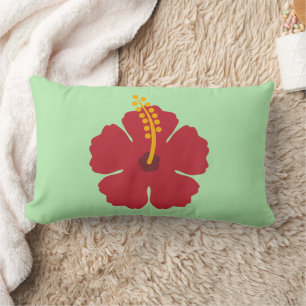 Cojín Lumbar Personalizado simple curado rojo hibiscus flor