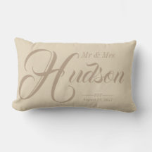 Personalizado Sr. y Sra. Neutral Boda Pillow
