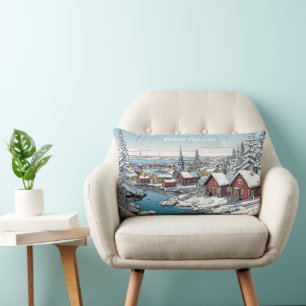 Cojín Lumbar Personalizado Texto Finlandia Ilustracion de invie