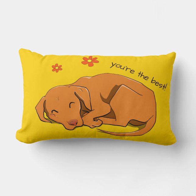 Cojín Lumbar Personalizado Vizsla Durmiente Texto Pilar rectang (Anverso)