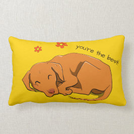 Cojín Lumbar Personalizado Vizsla Durmiente Texto Pilar rectang