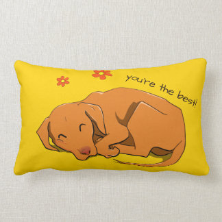 Cojín Lumbar Personalizado Vizsla Durmiente Texto Pilar rectang