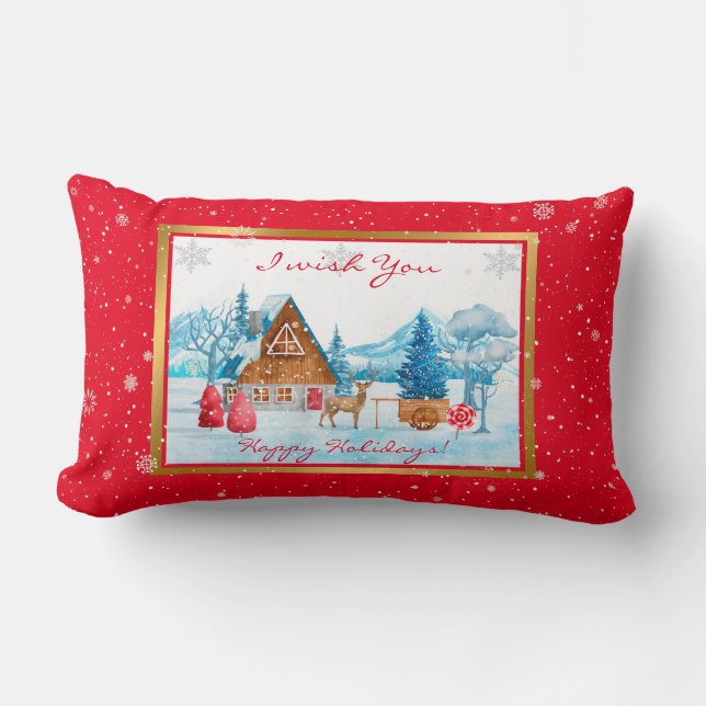 Cojín Lumbar Personalizar Algodón de Paisaje de Vacaciones (Anverso)