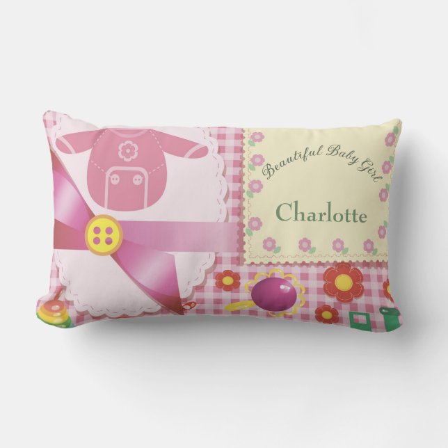 Cojín Lumbar Personalizar juguetes de hermosas niñas (Anverso)