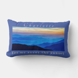 Cojín Lumbar Personalizar Savor the Sunset en fondo azul
