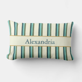 Cojín Lumbar Personalized Art Deco Teal & Gold Stripes