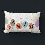 Cojín Lumbar Personalized Easter Eggs<br><div class="desc">Celebrate spring with this adorable personalized Easter pillow featuring cute bunny illustrations, colorful pastel Easter eggs, and delicate wildflowers. This custom throw pillow allows you to add names, making it a perfect personalized Easter decor piece for families, kids, and spring home decorating. Ideal for living rooms, bedrooms, nurseries, or seasonal...</div>
