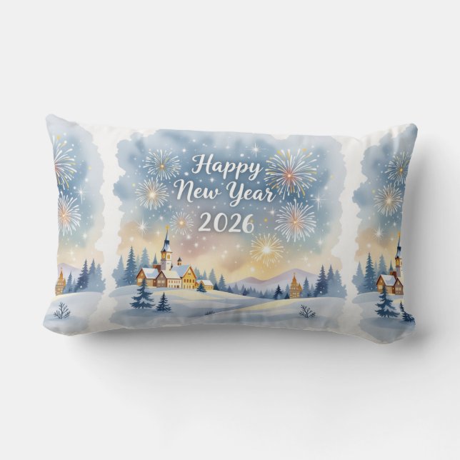Cojín Lumbar Personalized Family Name New Year Throw Pillow (Reverso )