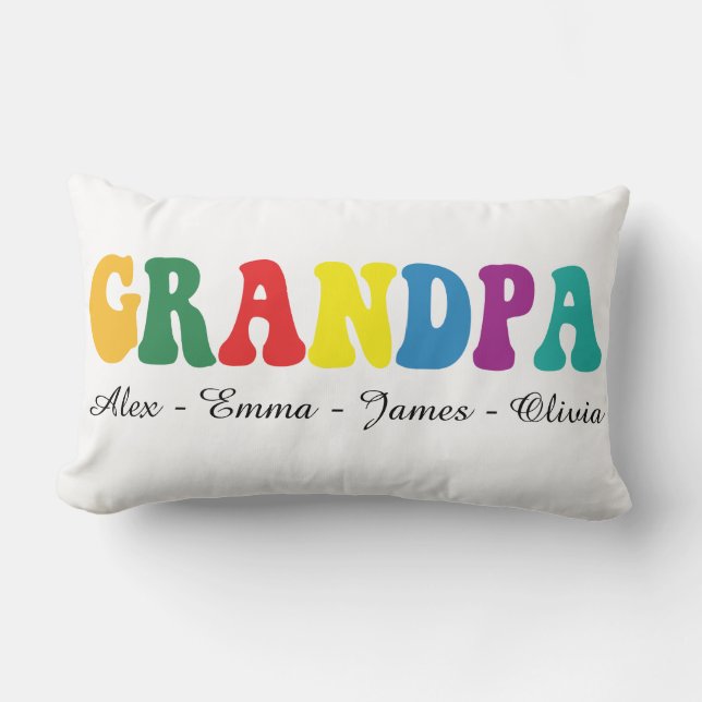 Cojín Lumbar Personalized Grandpa Gift with Grandkids’ Names (Anverso)