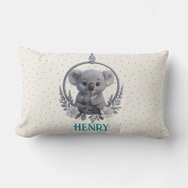 Cojín Lumbar Personalized Lumbar Baby Pillow – Baby Koala (Anverso)