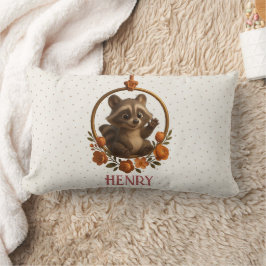 Cojín Lumbar Personalized Lumbar Pillow – Woodland Raccoon Baby