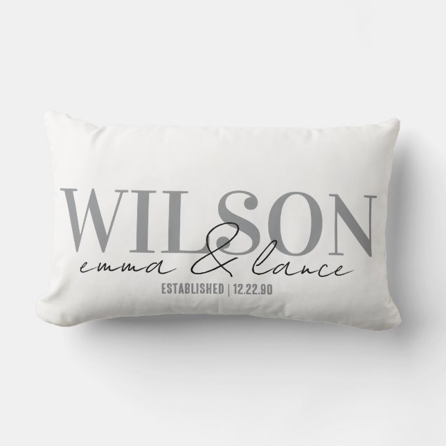 Cojín Lumbar Personalized Wedding Pillow, Names & Dates  (Anverso)