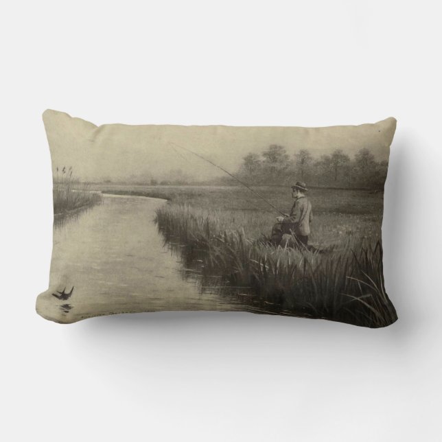 Cojín Lumbar Pesca de mosca retro (Anverso)
