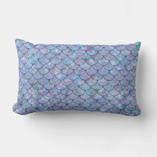Cojín Lumbar Pescado de Sirena Azul Escales Holográfico Trendy