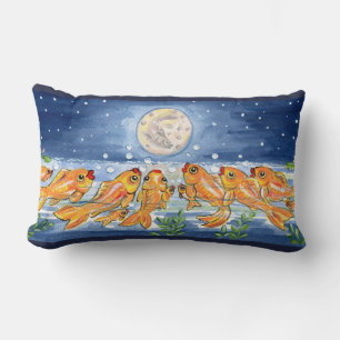 Cojín Lumbar Pescado pez dorado Moon Night Time Designer Pillow