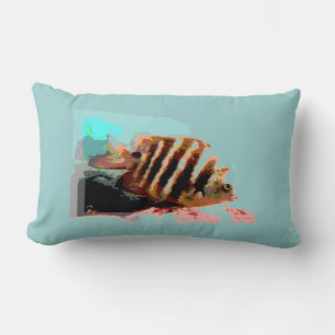 Cojín Lumbar Pescado subacuático (verde azulado) Pillow