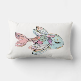 Cojín Lumbar Pescado tropical Peach y Blue Pillow