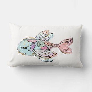 Cojín Lumbar Pescado tropical Peach y Blue Pillow