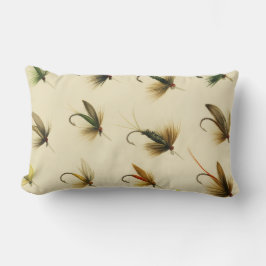 Cojín Lumbar Pescadores vuelan con trucha pescadora Moscas acuá