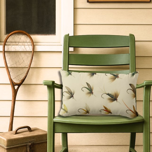 Cojín Lumbar Pescadores vuelan con trucha pescadora Moscas acuá (Subido por el creador)