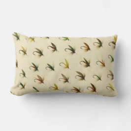 Cojín Lumbar Pescadores vuelan con trucha pescadora Moscas acuá