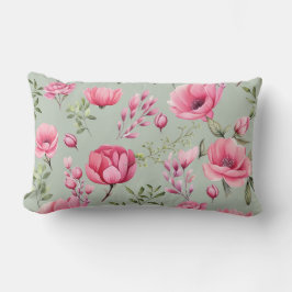 Cojín Lumbar Pétalos de Blush Meadow en Flor