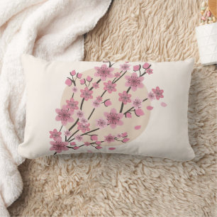 Cojín Lumbar Pétalos de Flor de Cerezo Rosa Floral