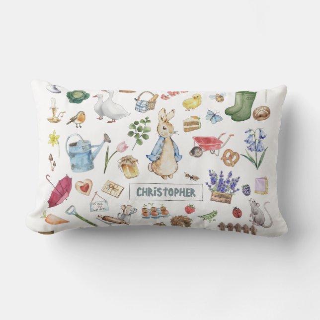 Cojín Lumbar peter personalizado del conejo (Anverso)