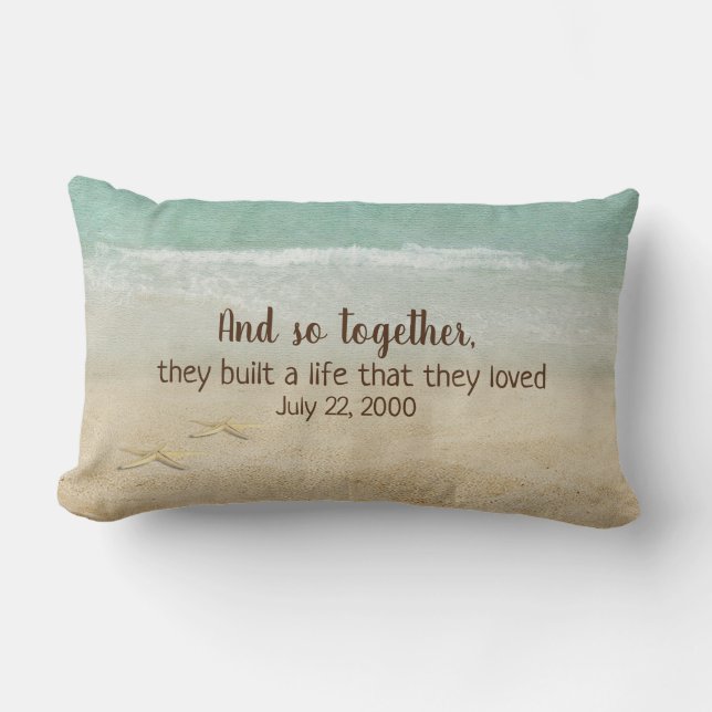 Cojín Lumbar pez estrella en la acuarela de la playa (Anverso)