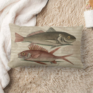 Cojín Lumbar Pez Lubina Roja Pescador Arte