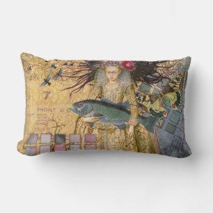 Cojín Lumbar Pez Mujer Piscis Vintage Gótico Clásico 