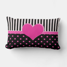 Cojín Lumbar Picos de polka rosa dulce.