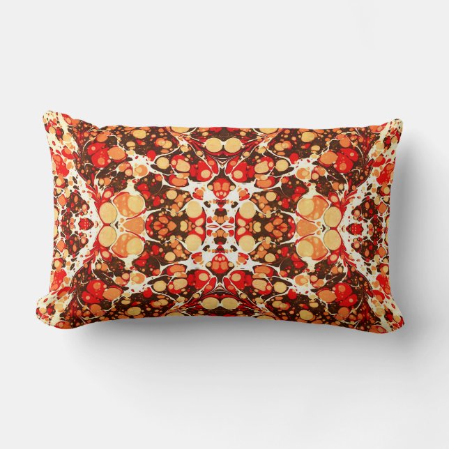Cojín Lumbar Piedras abstractas de naranja marrón rojo curtido (Anverso)