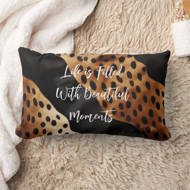 Cojín Lumbar Piel de vaca de Crema Marrón Negra Occidental (Manta)