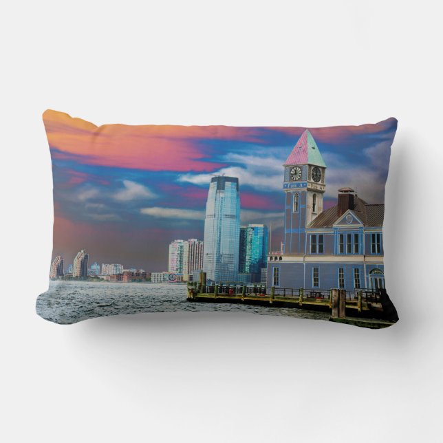 Cojín Lumbar Pier A Lower Manhattan New York City Poster de EE. (Anverso)