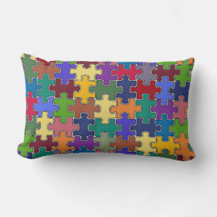 Cojín Lumbar piezas de rompecabezas coloridas