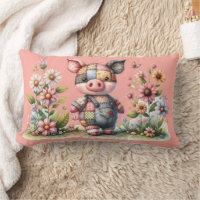 Piglet de patchwork lindo en jardín floral