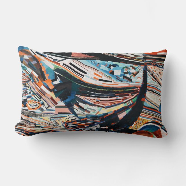 Cojín Lumbar Pila de embarcaciones de madera marrón y azul (Anverso)