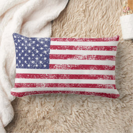 Cojín Lumbar Pilar con bandera estadounidense - estilo angustia