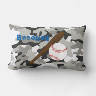 Cojín Lumbar Pilar de béisbol de camo negro y gris