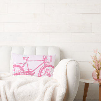 Cojín Lumbar Pilar de bicicleta rosa y blanca