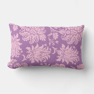 Cojín Lumbar Pilar de Damasco rosa y Morado de bonito
