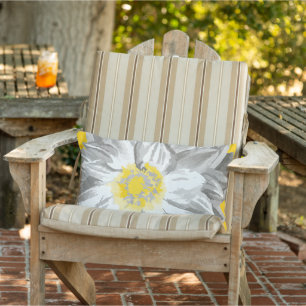 Cojín Lumbar Pilar de flor pintado de color gris y amarillo