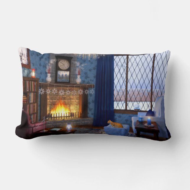 Cojín Lumbar Pilar de la serenidad del invierno (Anverso)