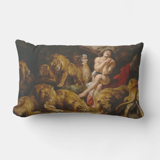 Cojín Lumbar Pilar de lanzamiento de Den de los Leones (Anverso)