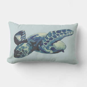 Cojín Lumbar Pilar de pintura de tortuga marina