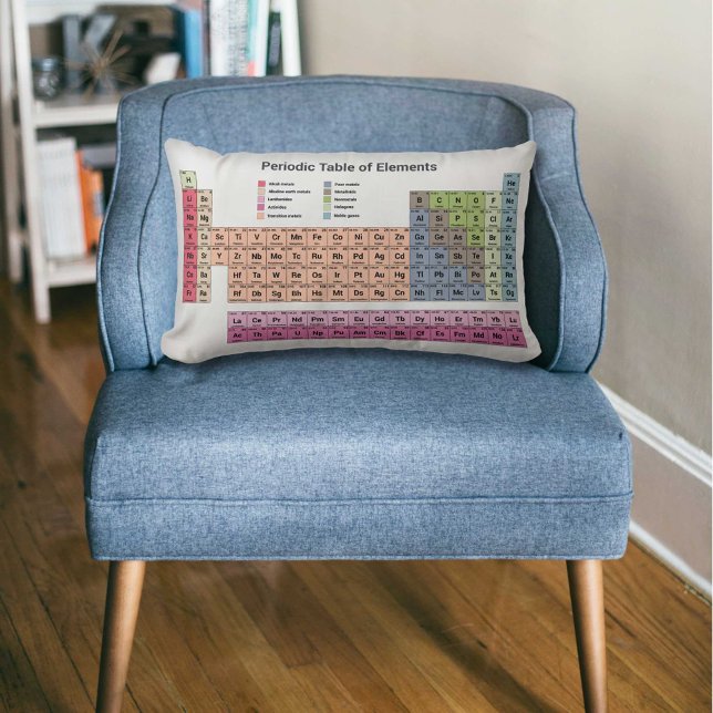Cojín Lumbar Pilar de tabla periódica de elementos (Periodic Table of Elements Pillow)