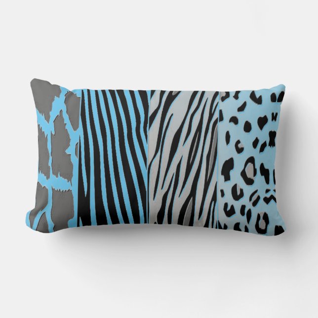 Cojín Lumbar Pilar de zebra de zebra impresa para animales negr (Anverso)