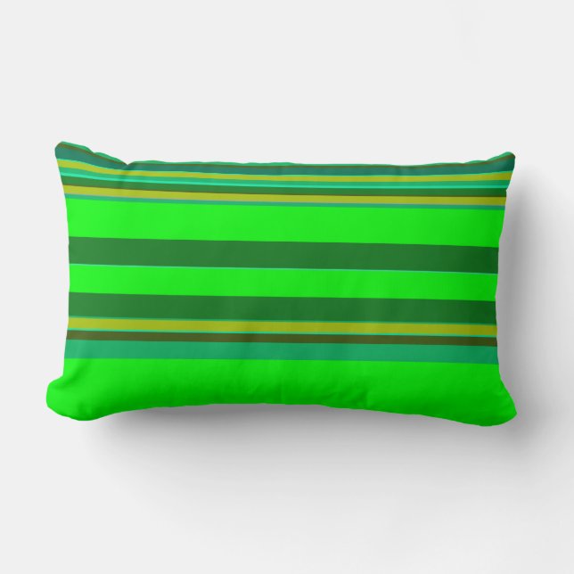 Cojín Lumbar Pilar del Diseñador de patrones de rayas verdes co (Anverso)